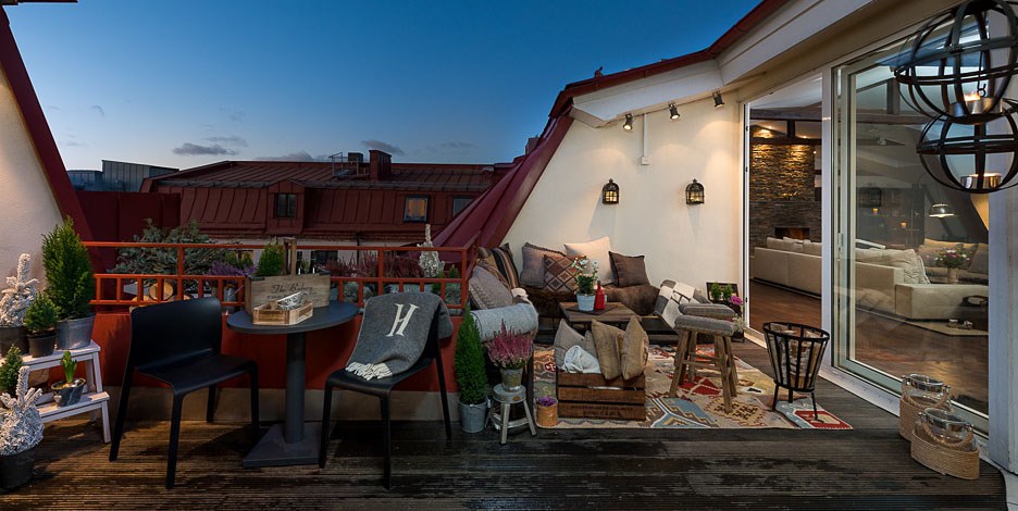 Takterrass i västerläge på 17 kvm