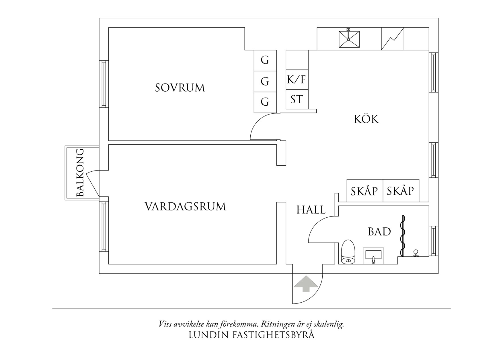 Planritning 1 Lars Kaggsgatan 45B