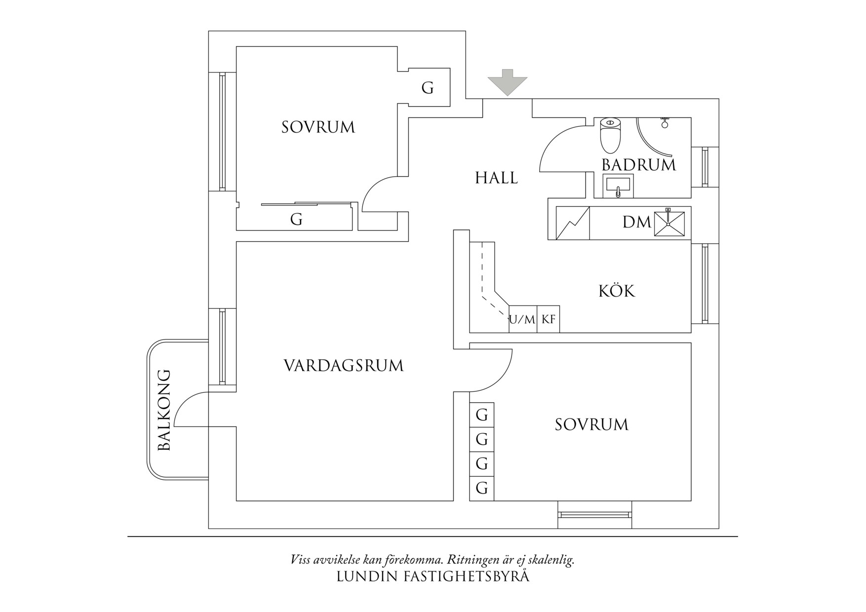 Planritning 1 Carl Larssonsgatan 1C