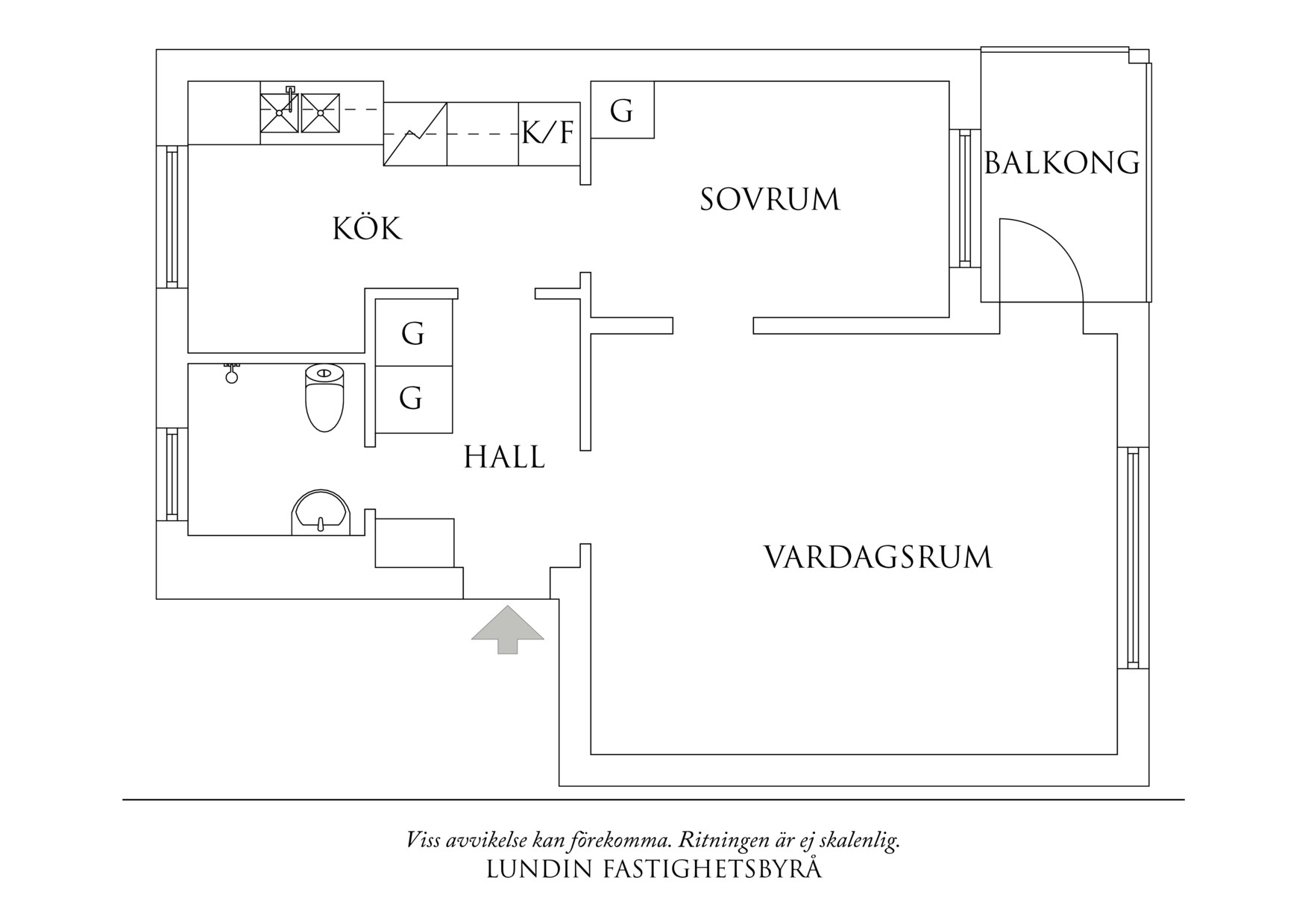 Planritning 1 Lars Kaggsgatan 28F