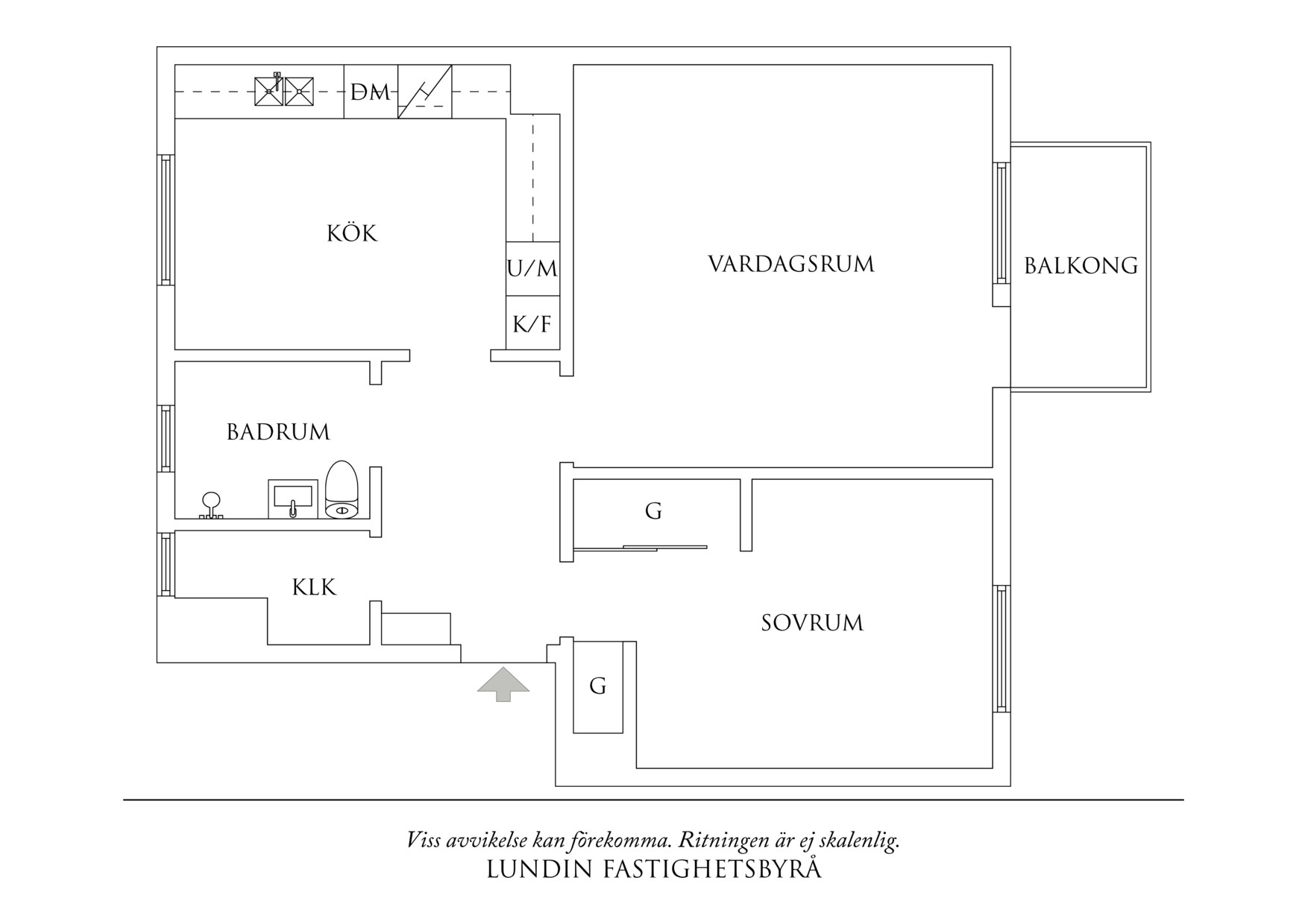 Planritning 1 Arvid Lindmansgatan 19H
