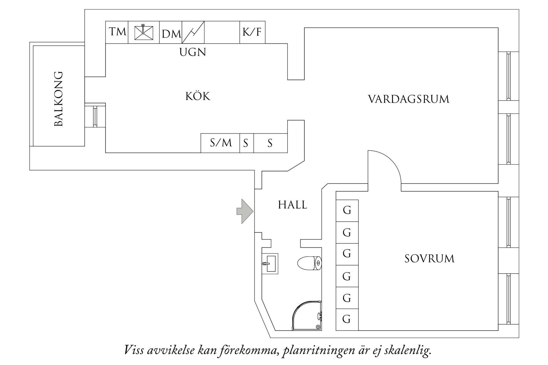 Planritning 1 Haga Kyrkogata 18C