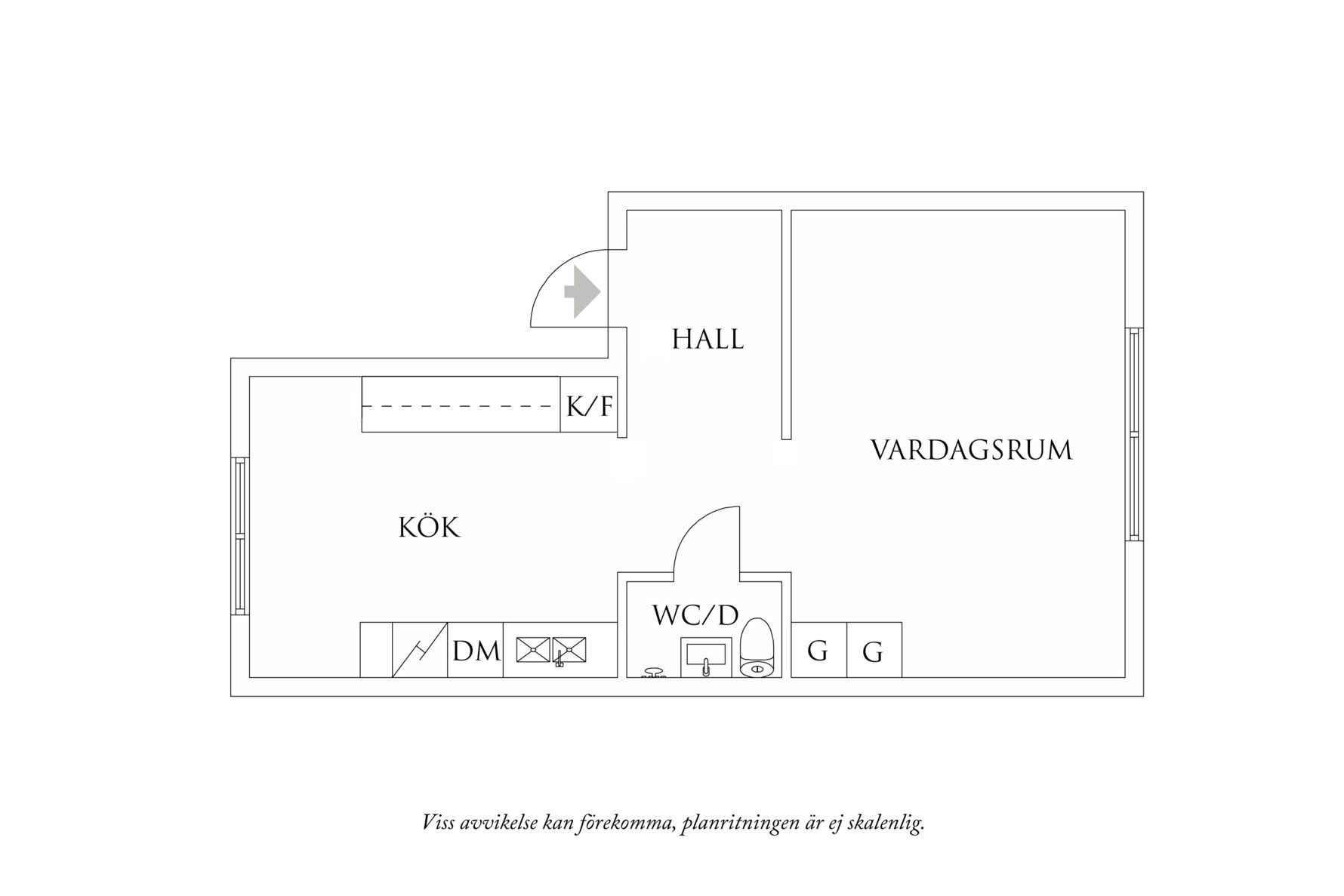 Planritning 1 Krokslätts Parkgata 56A