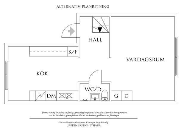 Alternativ planlösning med vind