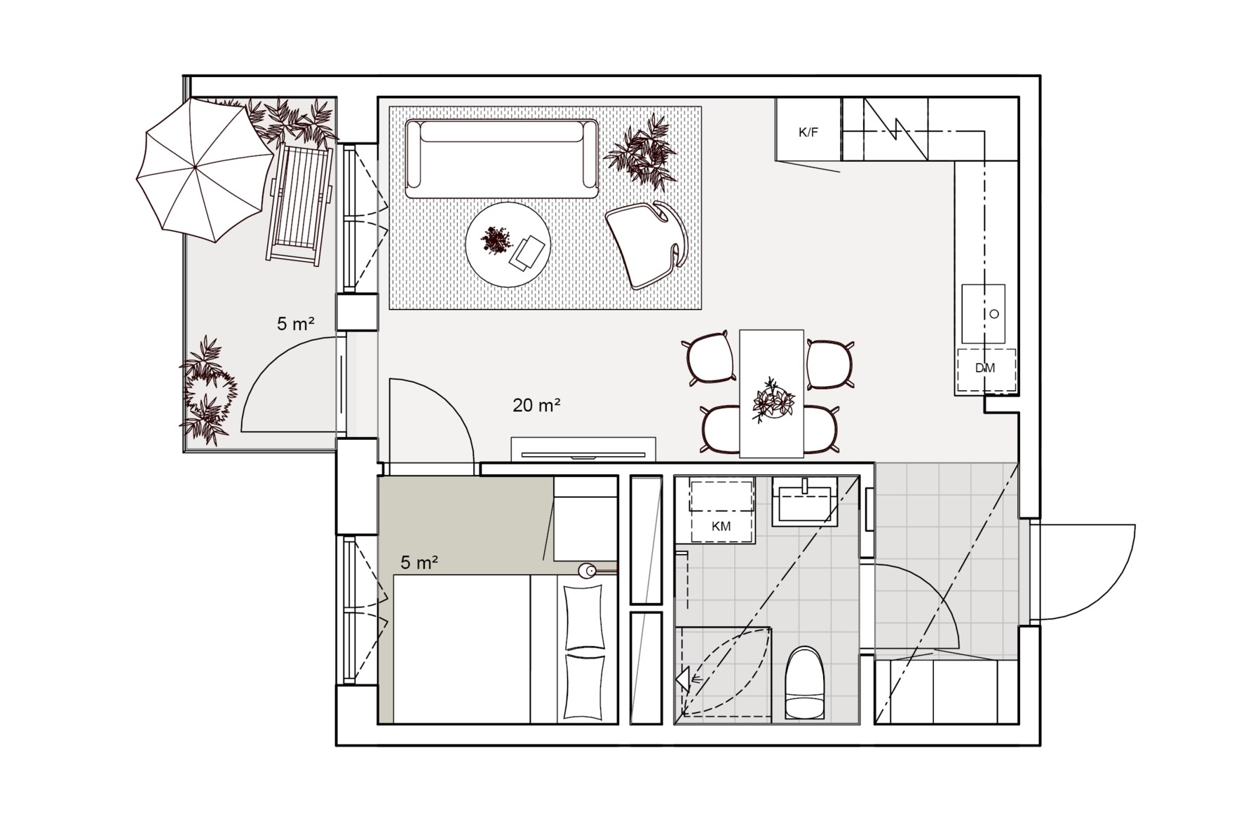 Exempel på planlösning - Tvåa på 34 kvm