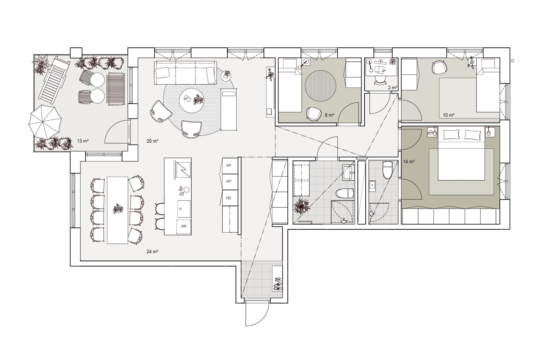 Exempel på planlösning - Fyra på 107,1 kvm