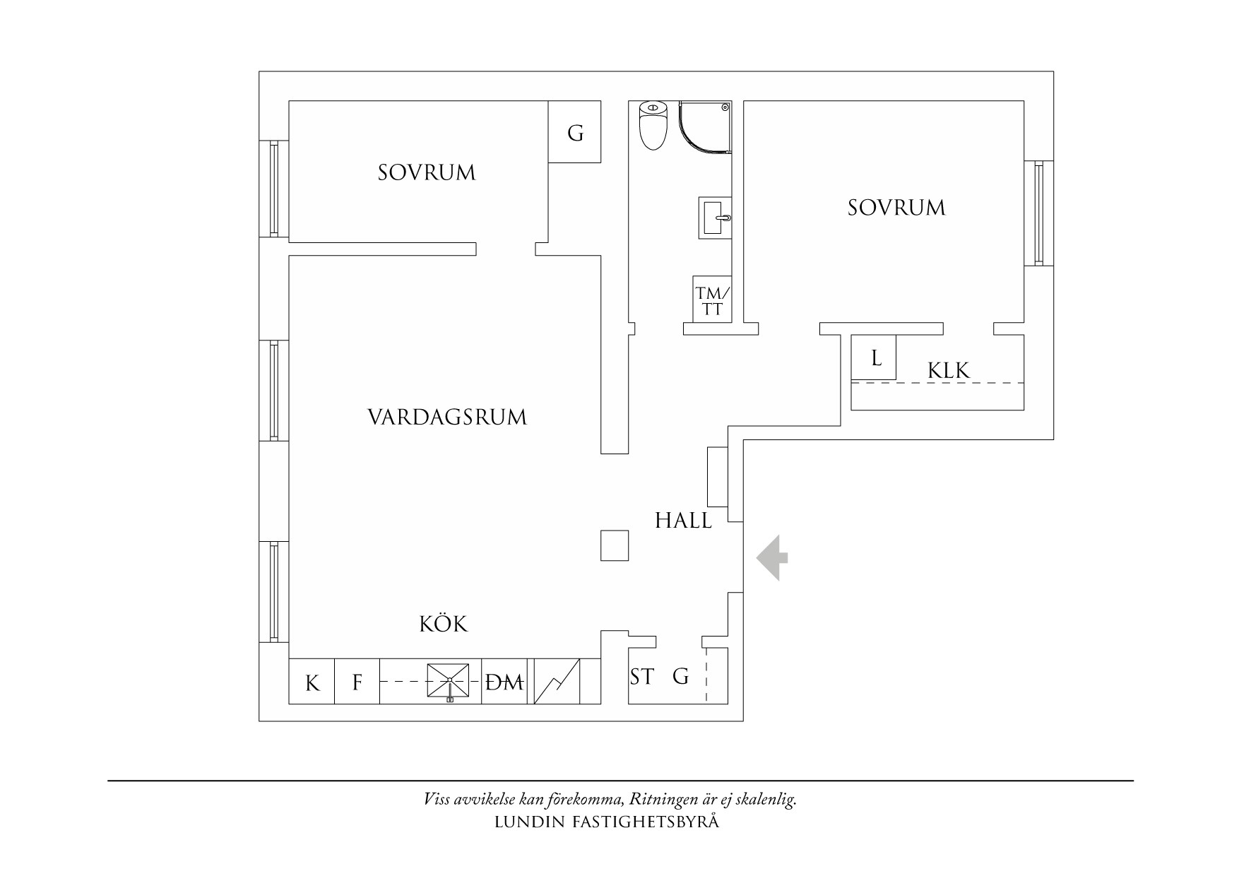 Planritning 1 Solrosgatan 6A