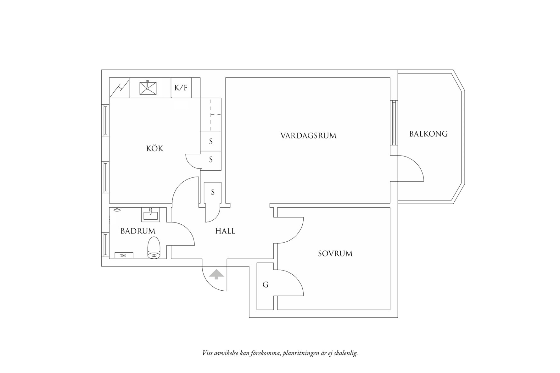 Planritning 1 Carl Larssonsgatan 3A