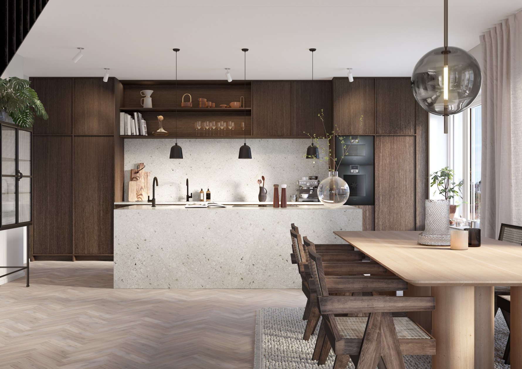 Platsbyggt kök med exklusiva vitvaror