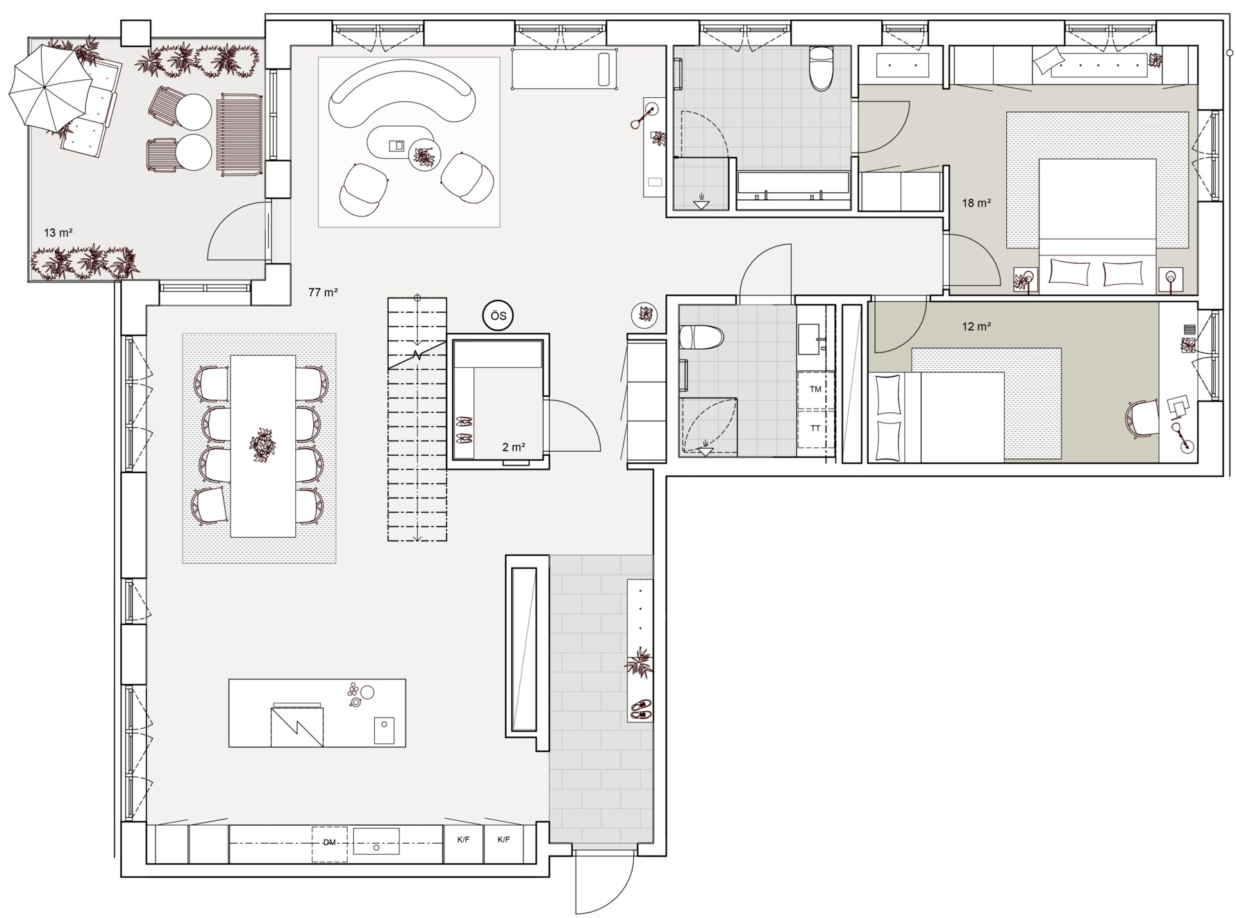 Planlösning, etageplan 1 (Våning 16)