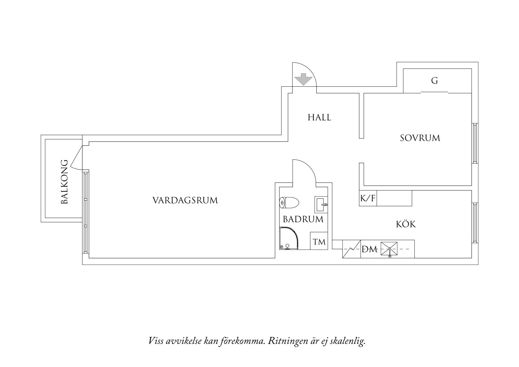 Planritning 1 Volrat Thamsgatan 7A