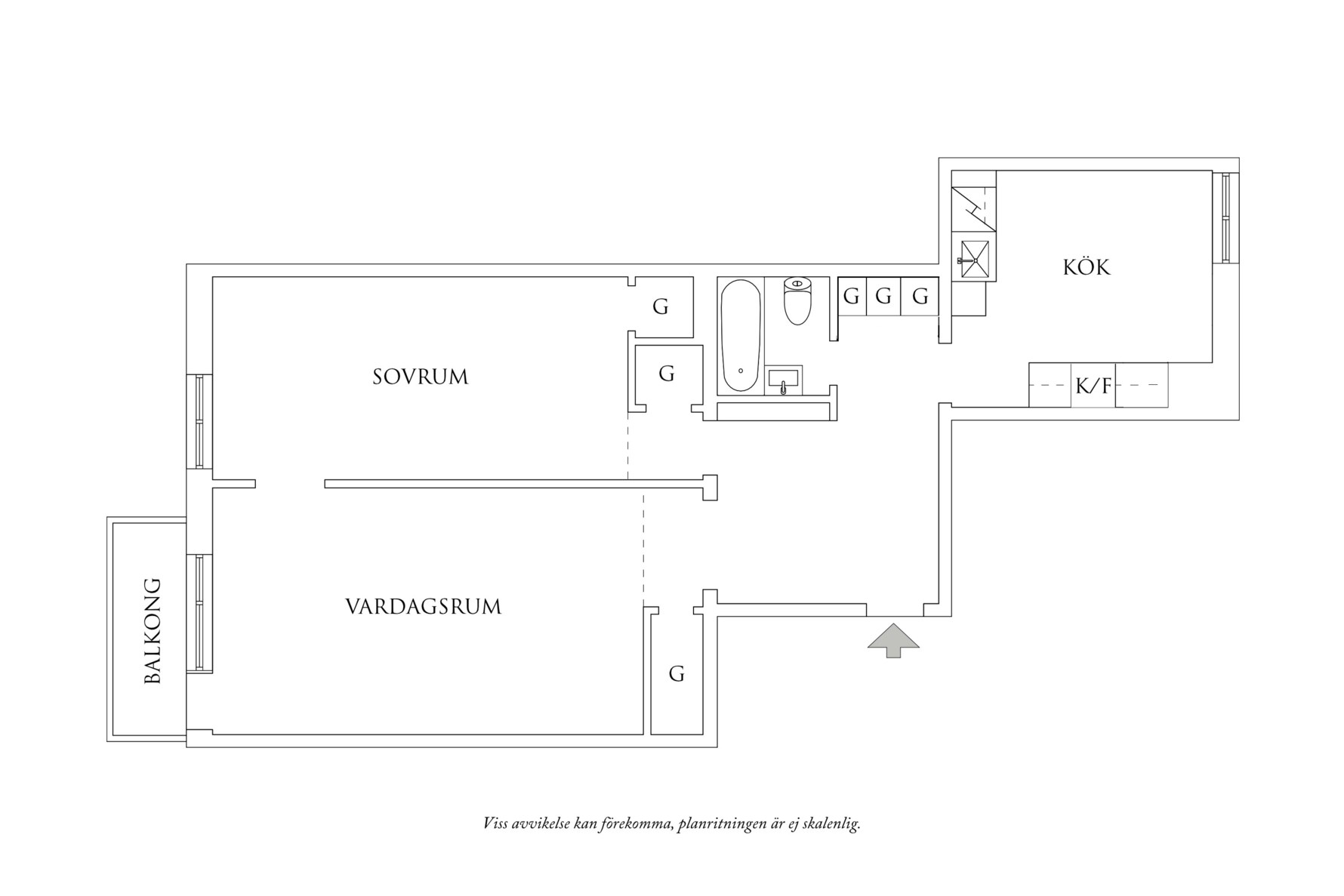 Planritning 1 Norra Gubberogatan 23B