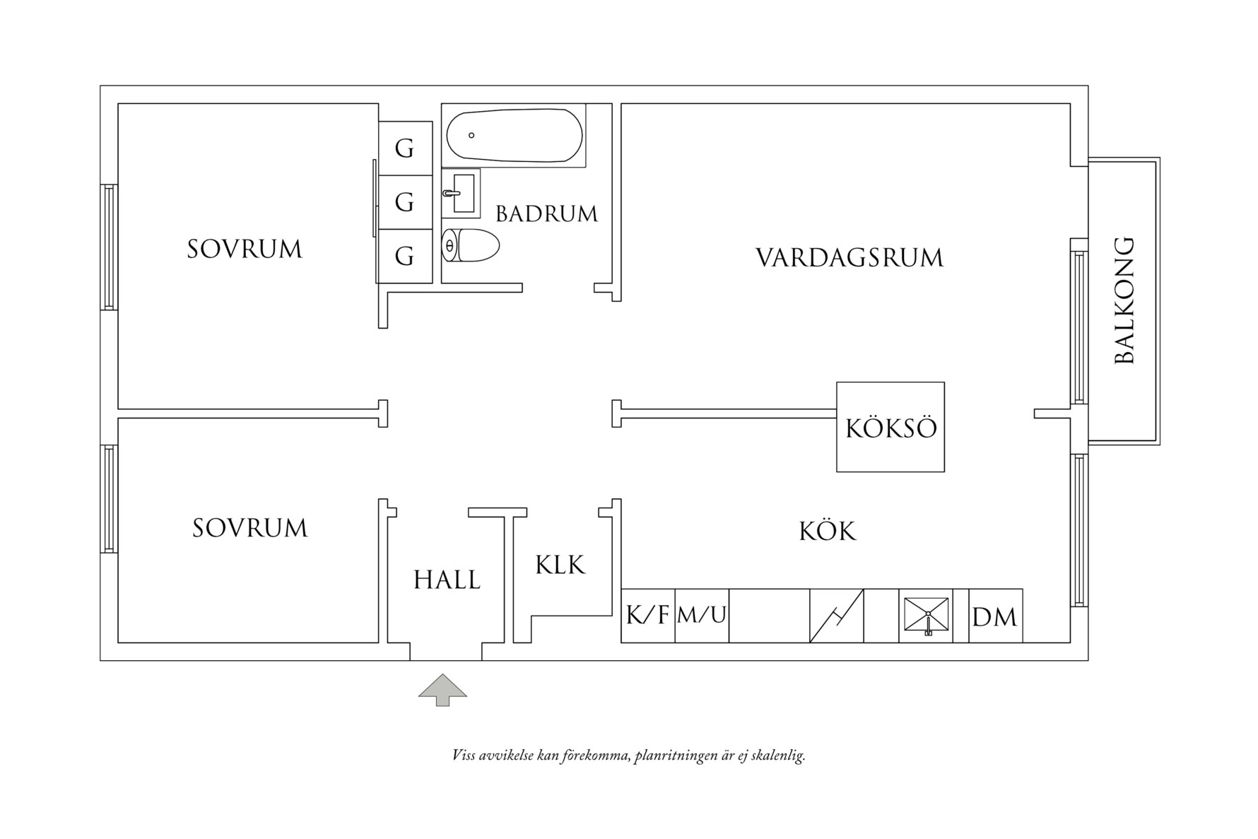 Planritning 1 Arvid Lindmansgatan 23B