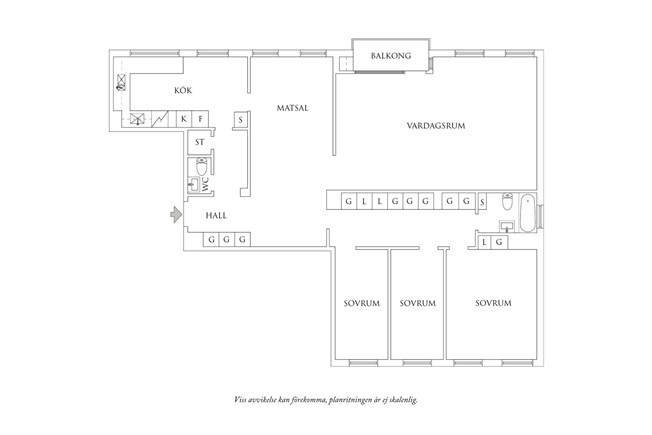 Planritning 1 Övre Fogelbergsgatan 6