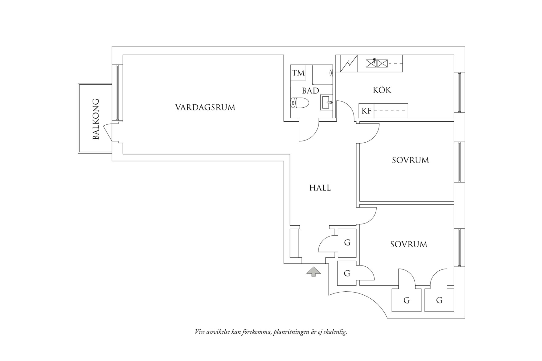 Planritning 1 Volrat Thamsgatan 7D