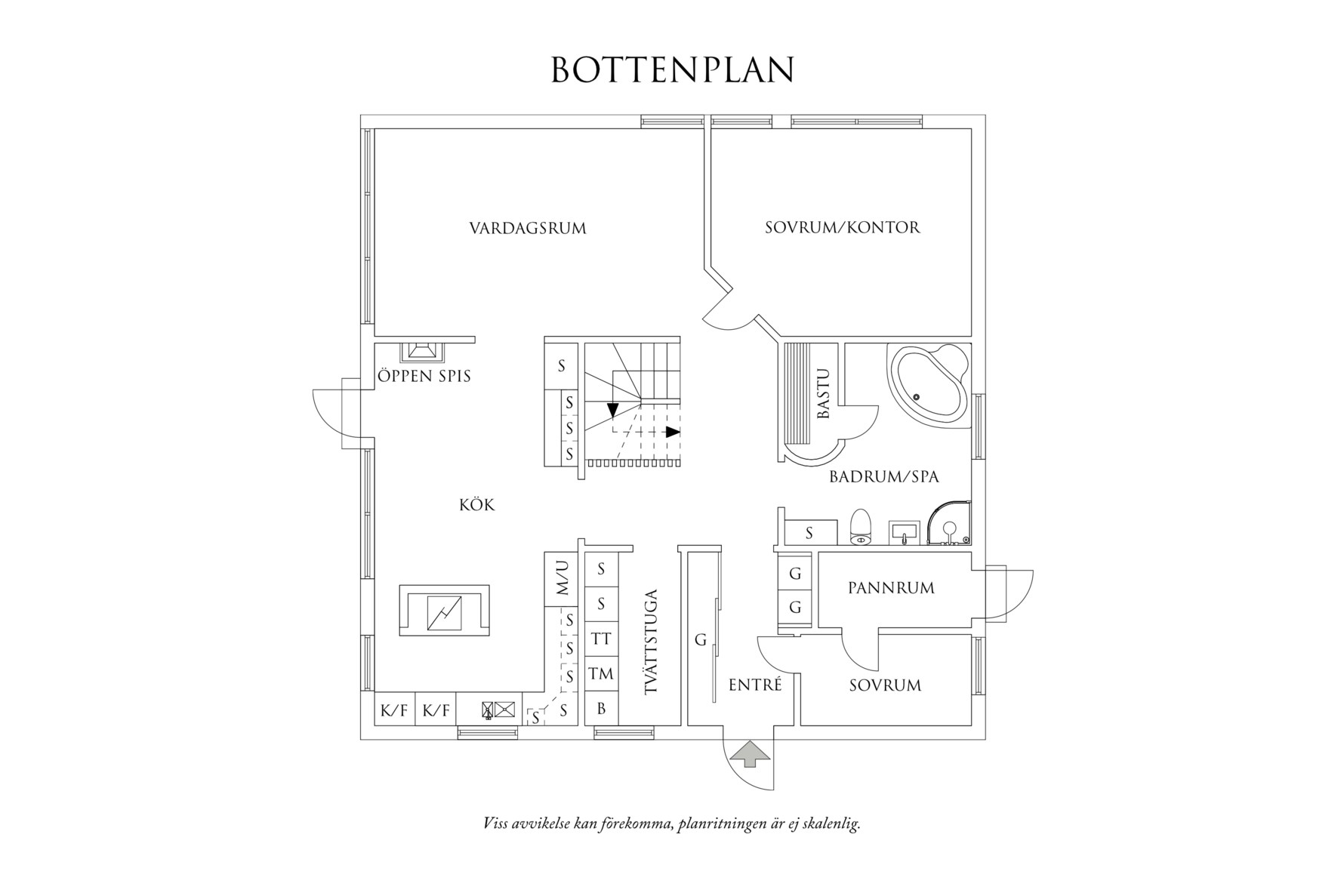 Planritning 1 Övre Östergårdsvägen 34A