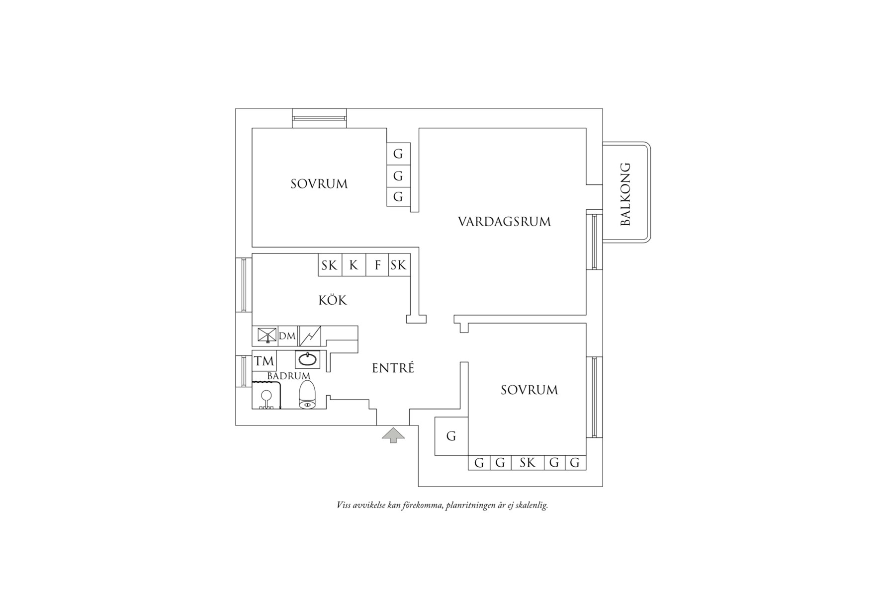 Planritning 1 Carl Larssonsgatan 3C