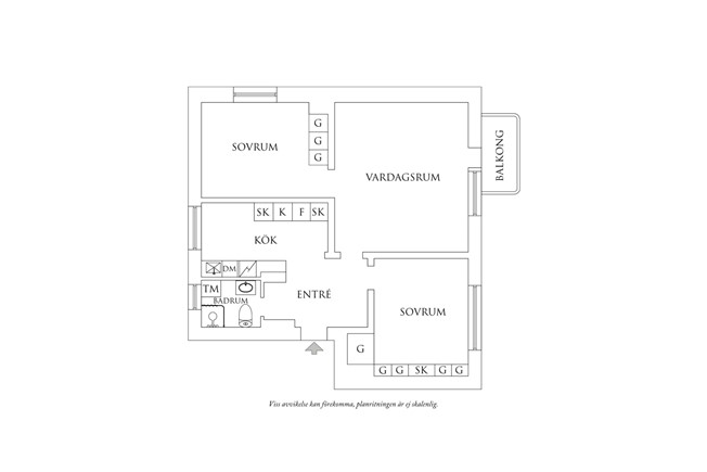 Planritning 1 Carl Larssonsgatan 3C