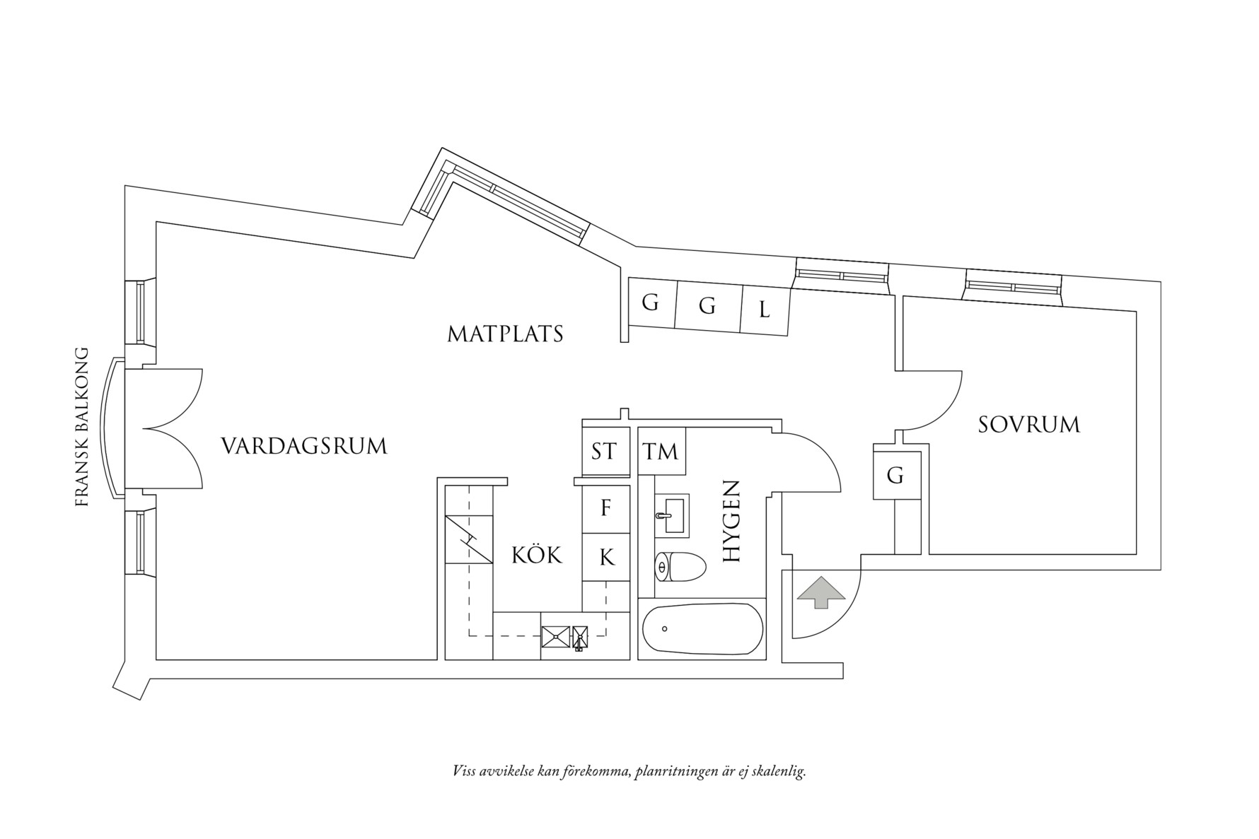 Planritning 1 Östra Eriksbergsgatan 76