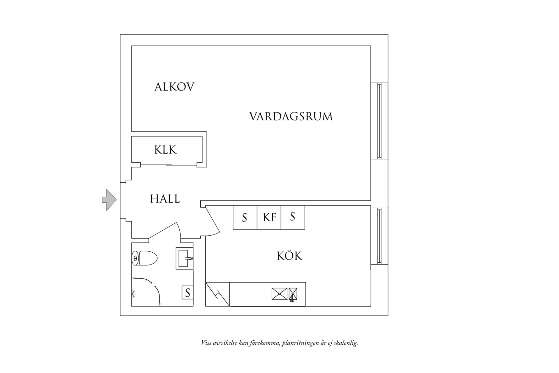 Planritning 1 Volrat Thamsgatan 7B