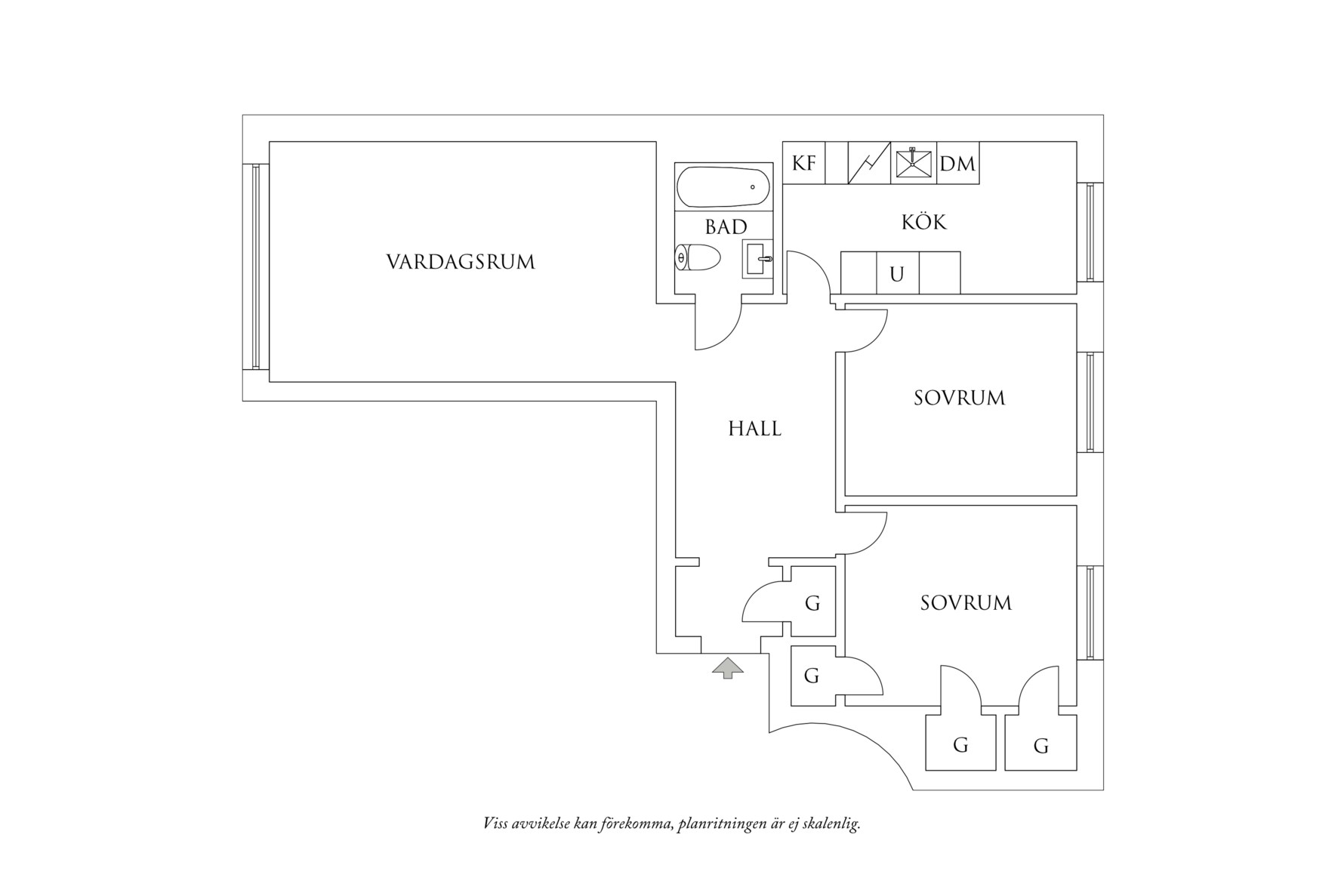 Planritning 1 Volrat Thamsgatan 7D
