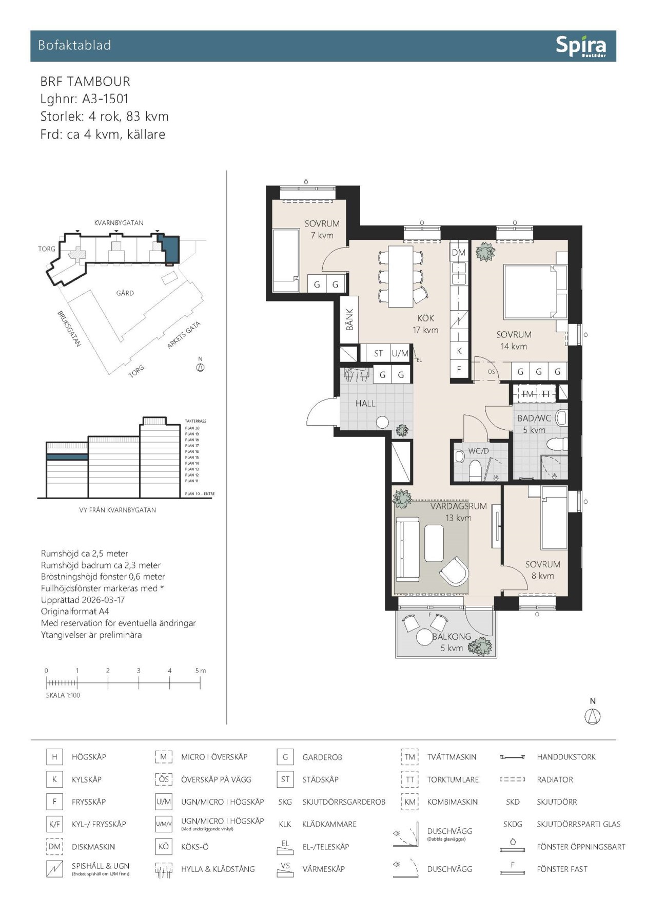 Planritning 1 Kvarnbygatan 4D
