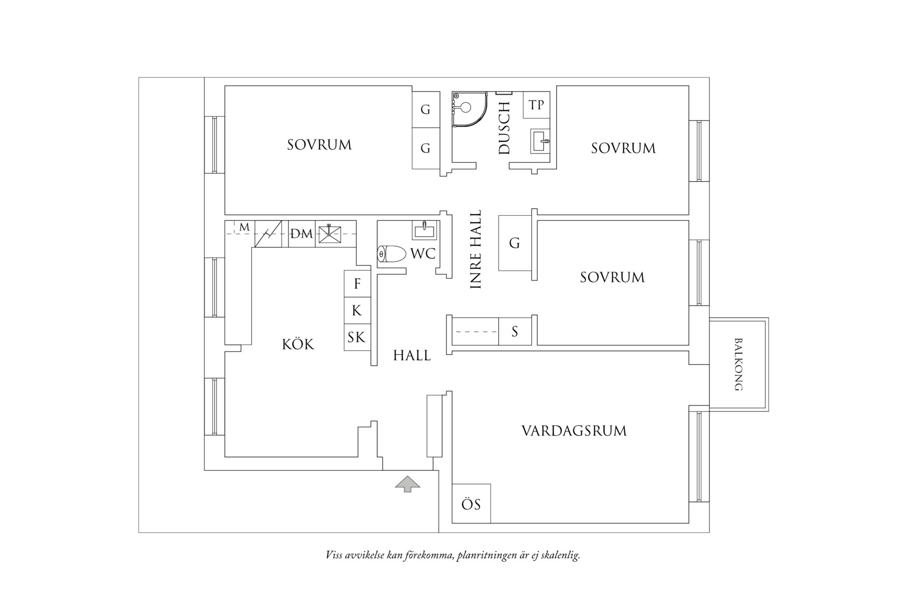 Planritning 1 Kvarngärdesgatan 3B