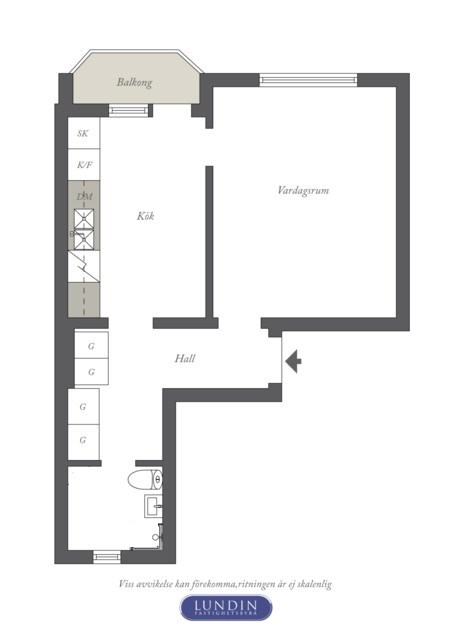 Planritning 1 Vantgatan 1F