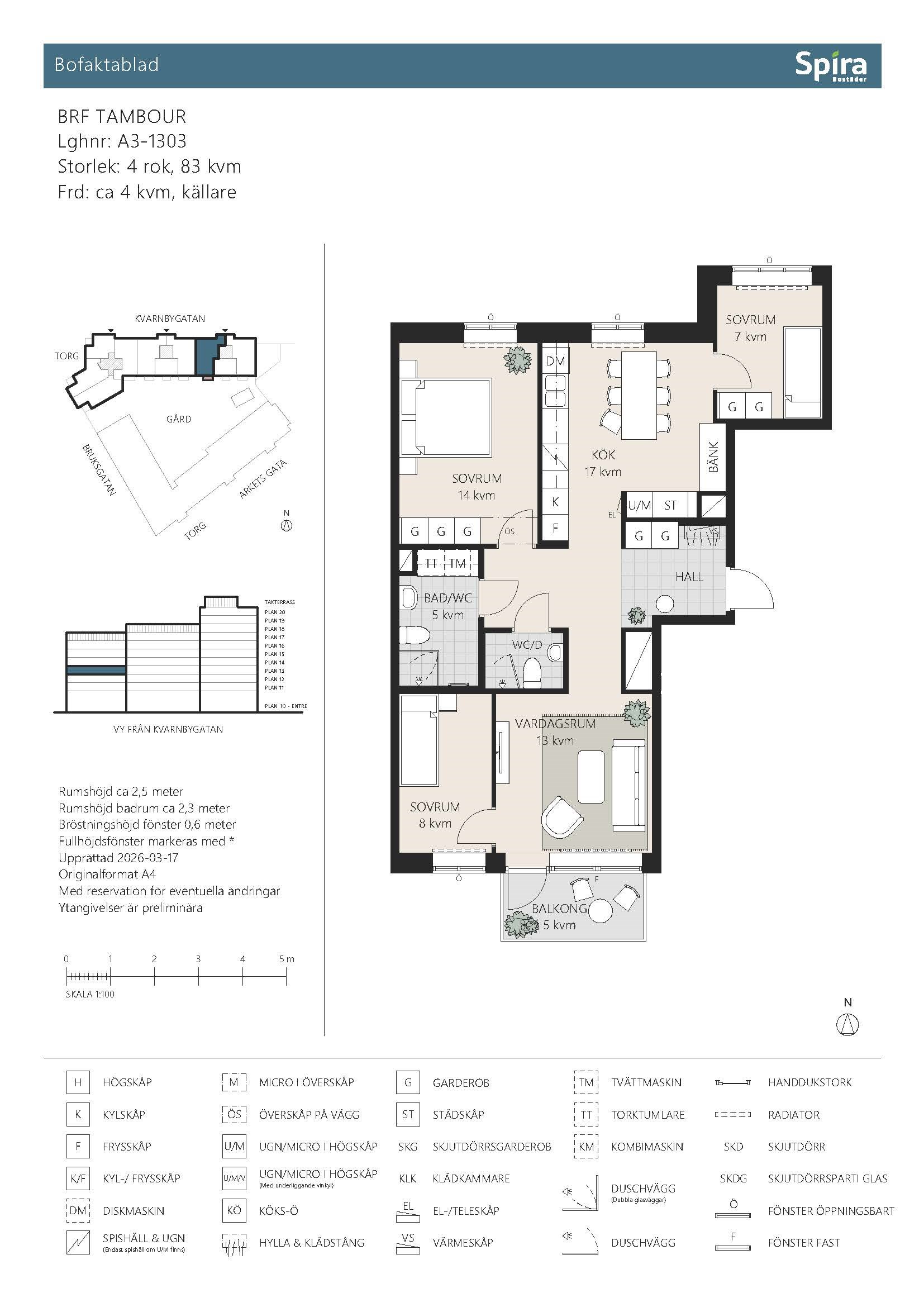 Planritning 1 Kvarnbygatan 4D