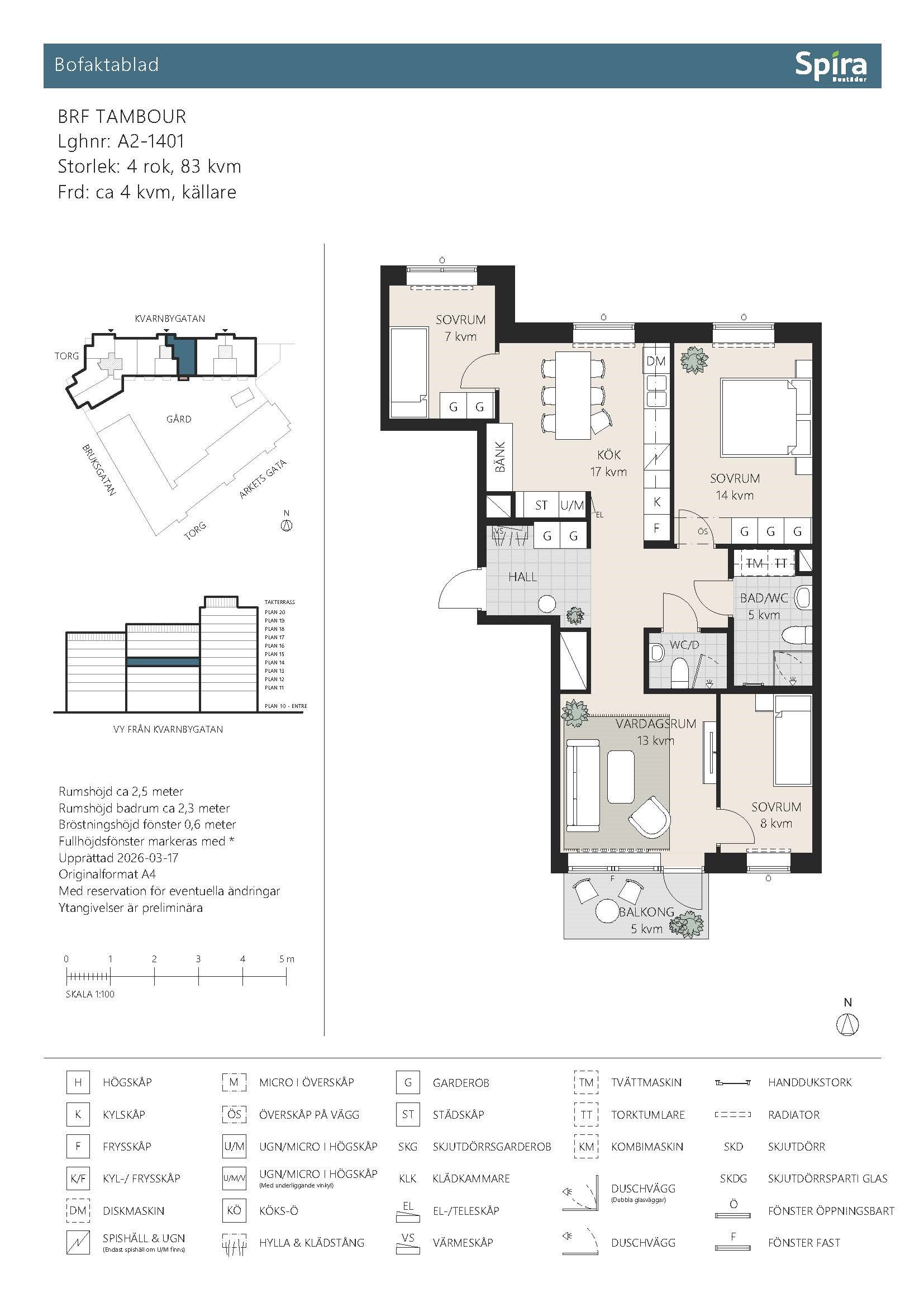 Planritning 1 Kvarnbygatan 4B
