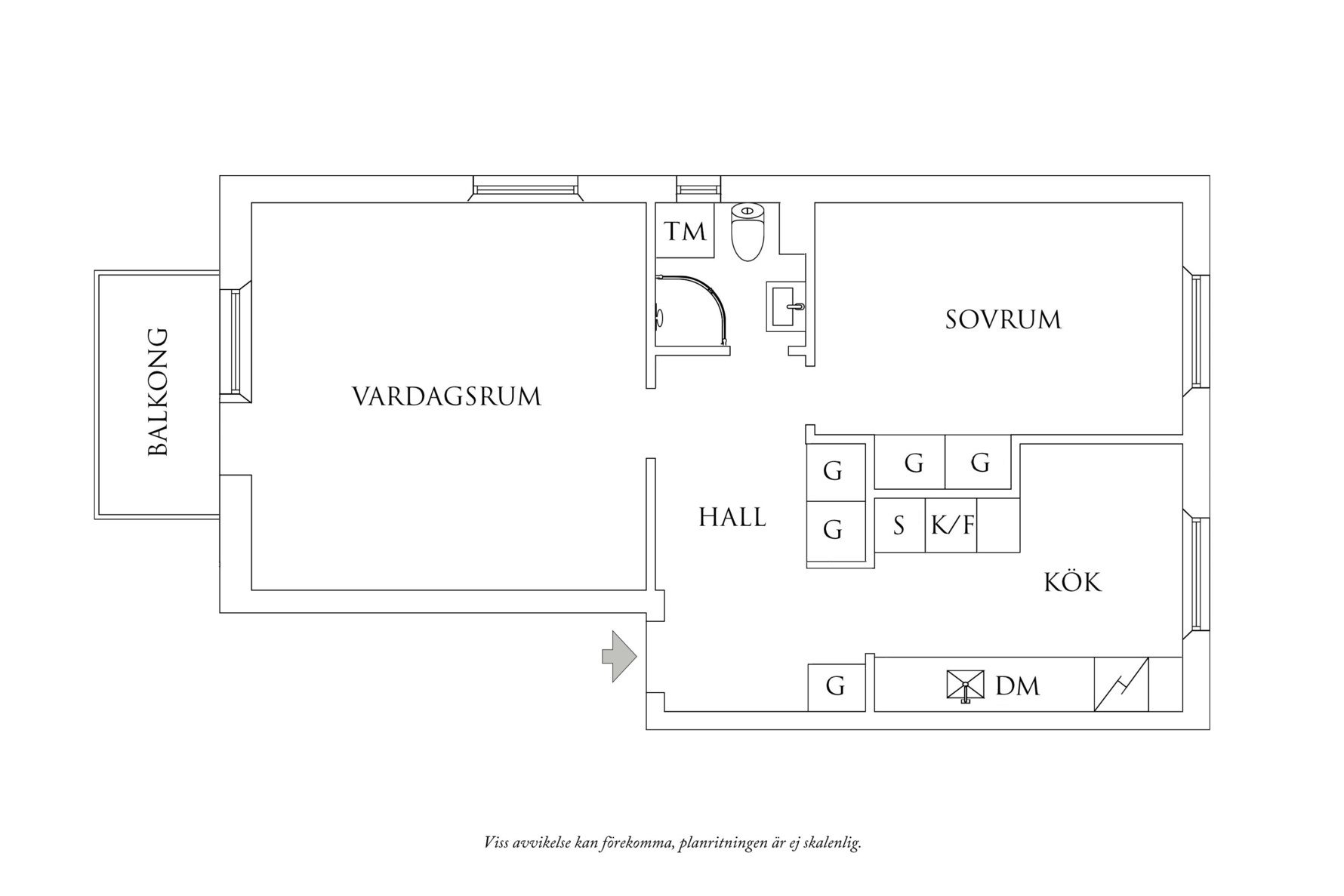 Planritning 1 Fredriksdalsgatan 5A