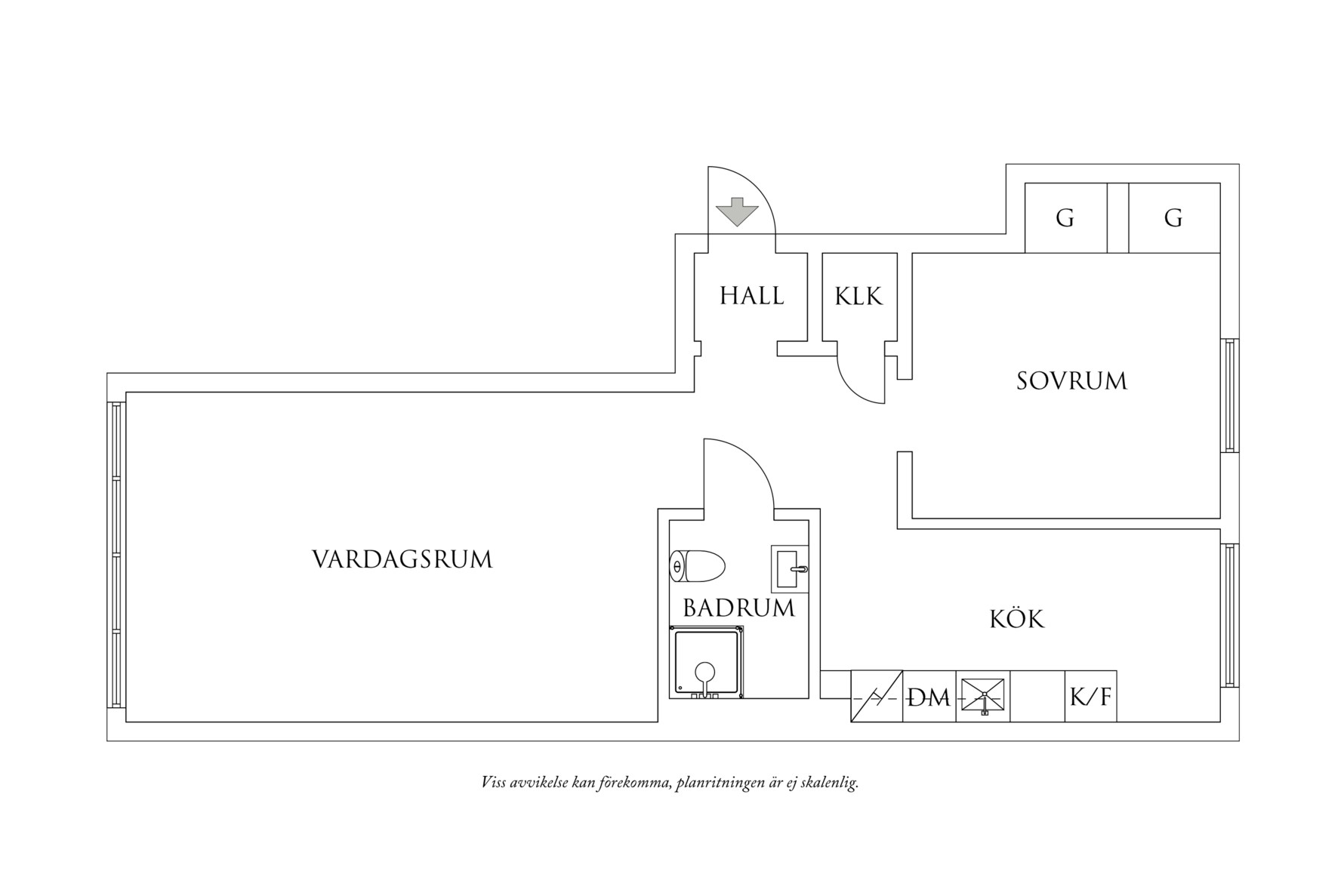 Planritning 1 Volrat Thamsgatan 7A