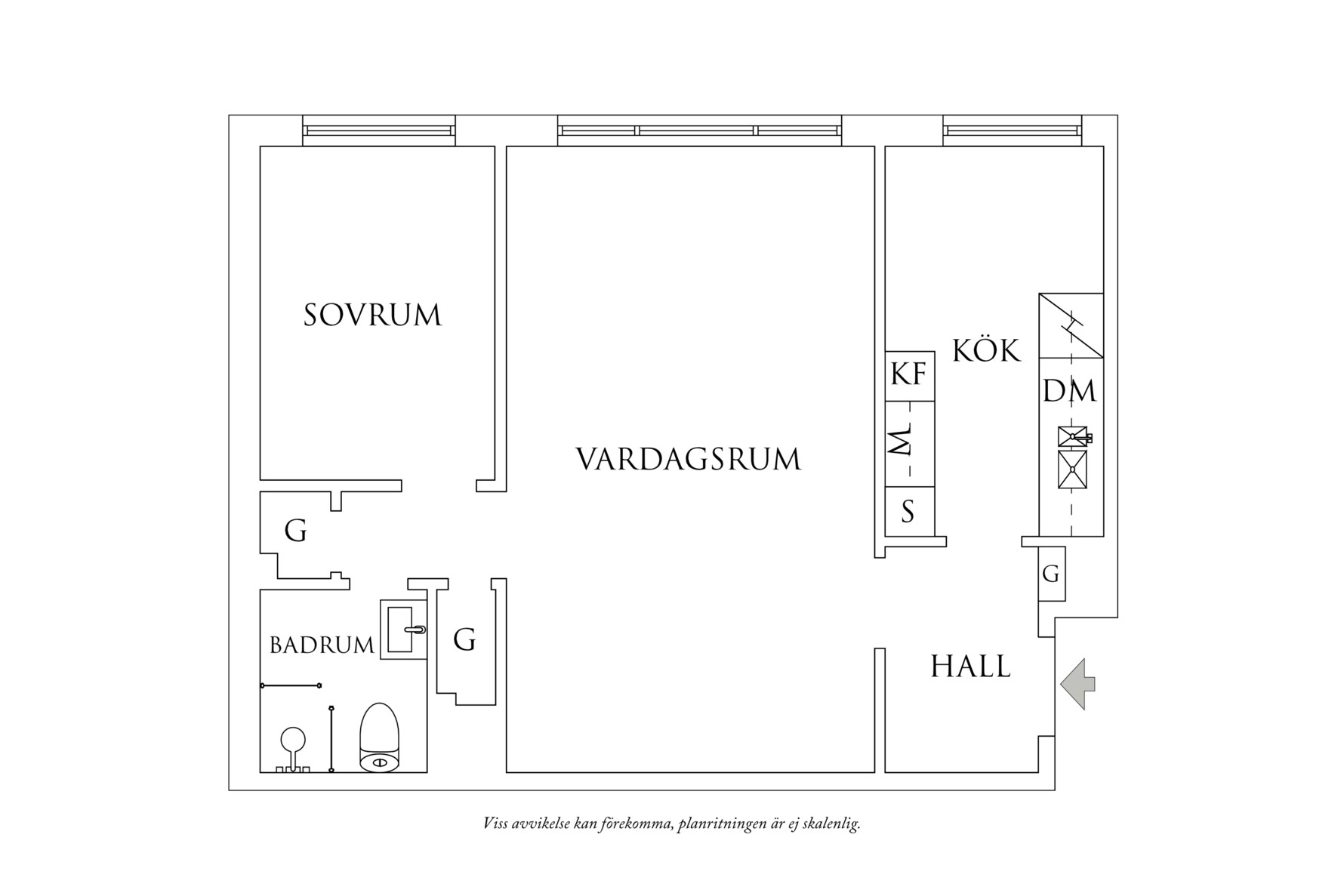 Planritning 1 Von Gerdesgatan 3