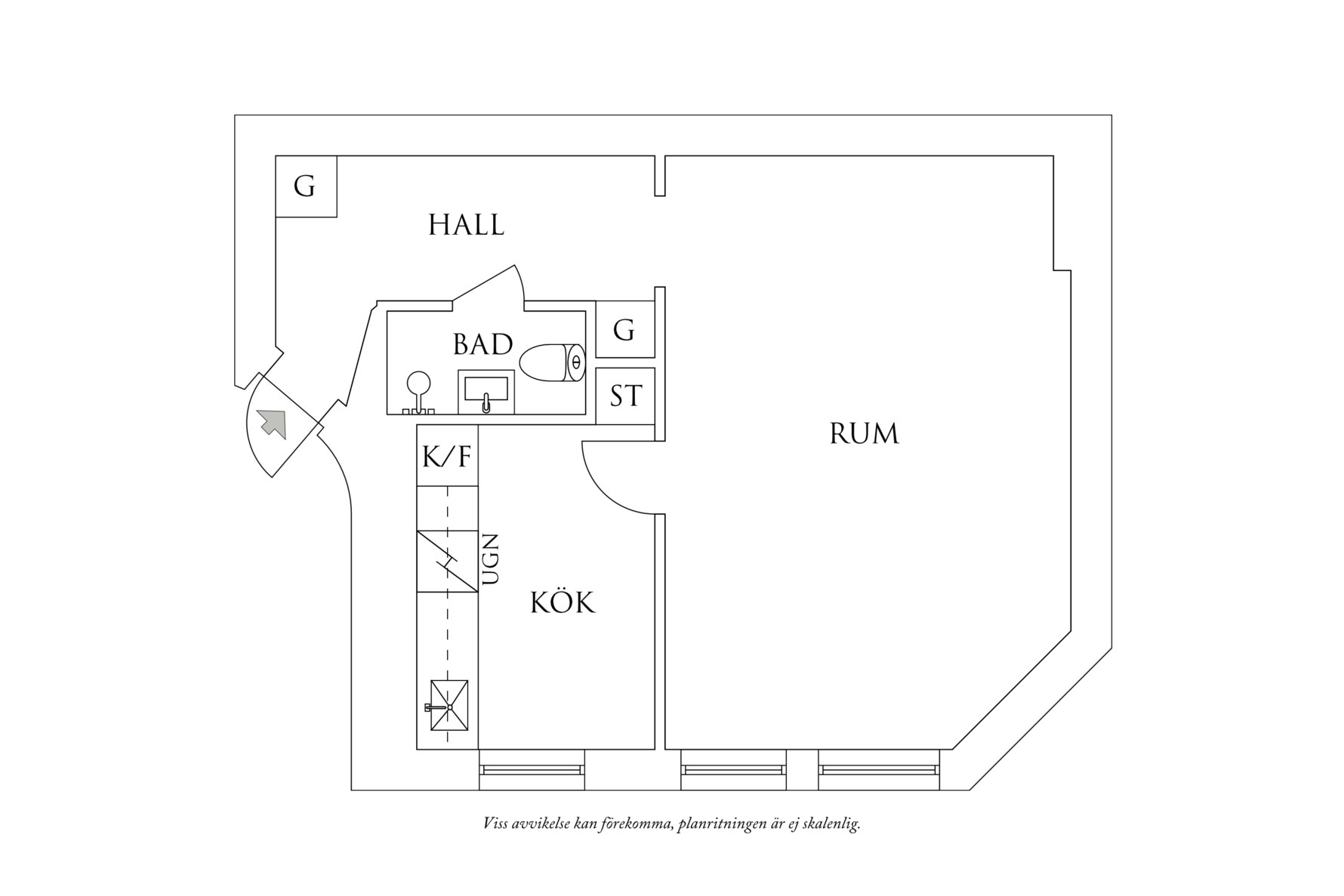 Planritning 1 Andra långgatan 8C
